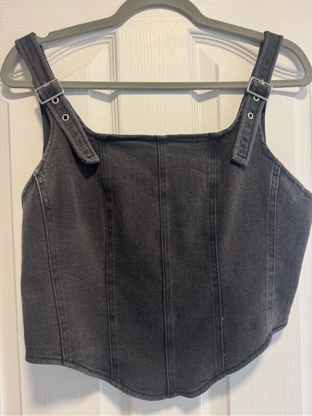 NWOT wild fable Black Denim Corset Tank with Adjustable Buckle Straps